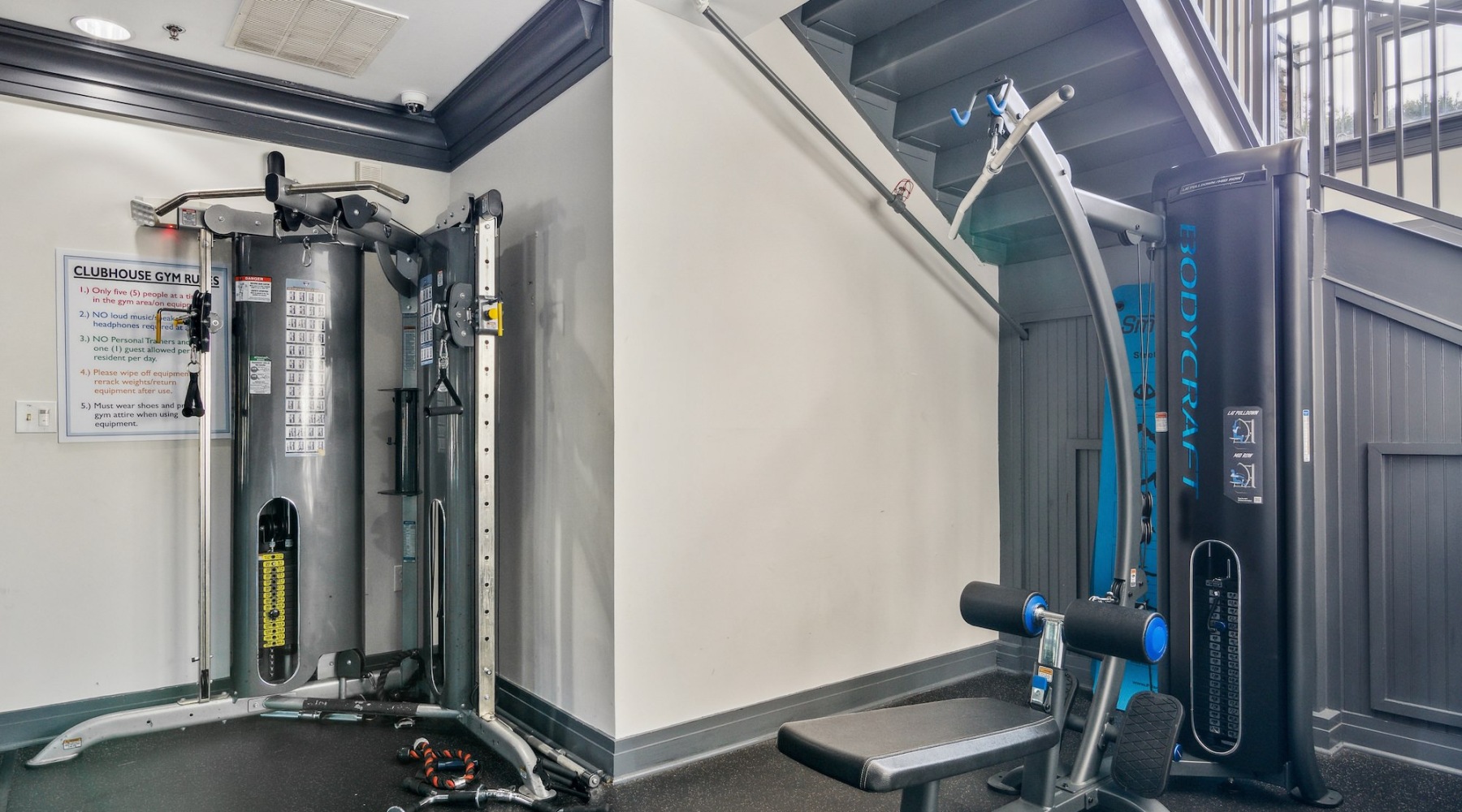 a gym with exercise equipment